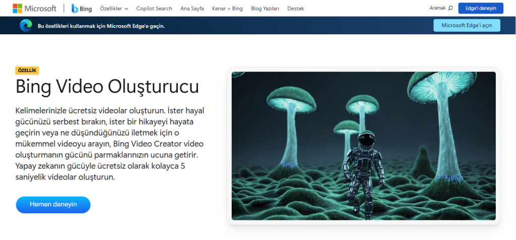 Microsoft'tan Yeni Adım: Bing Video Creator