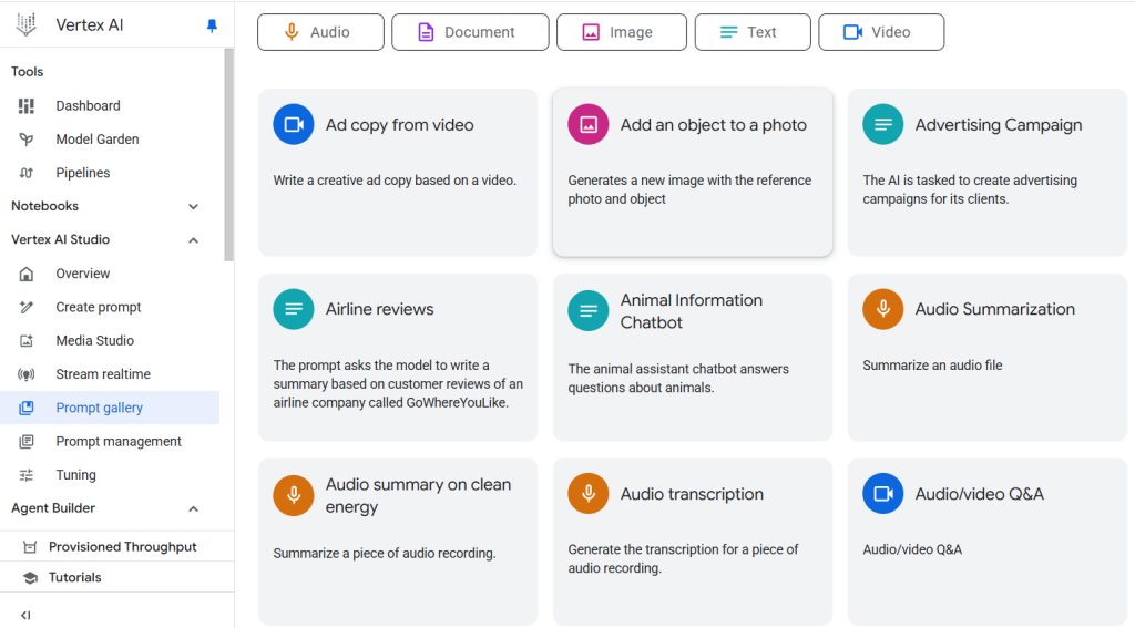 Google Vertex AI Prompt Galeri