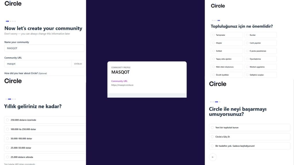 circle website builder ' da sorulan sorulan ve oluşturulan kimlik